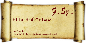 Filo Szíriusz névjegykártya