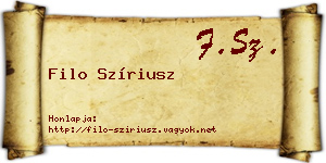 Filo Szíriusz névjegykártya