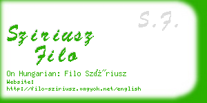 sziriusz filo business card